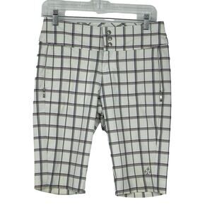 ALL by Jofit Golf Shorts Plaid White Navy Purple Green Sz 2 Outdoor pickleball